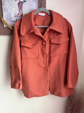 NWOT Rust Orange Button-Front Shacket with Patch Pockets